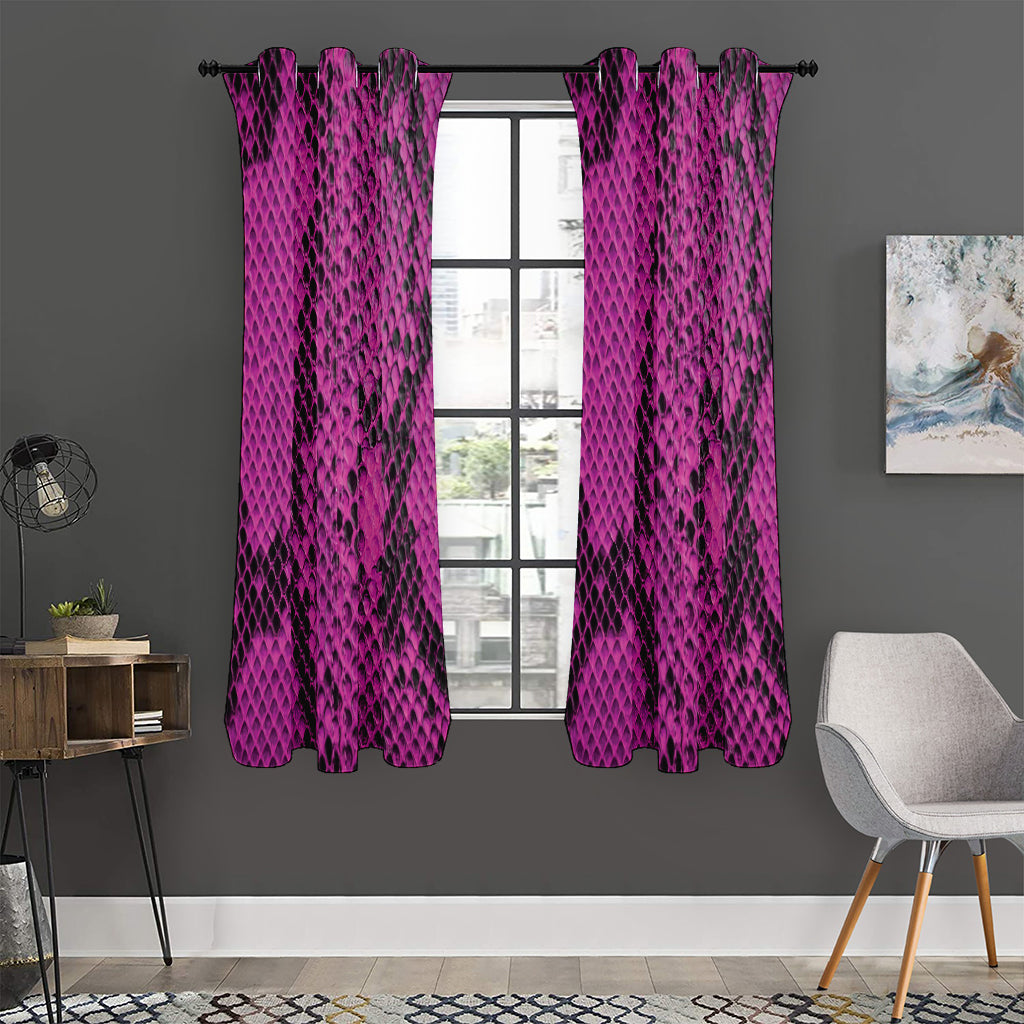 Magenta Pink And Black Snakeskin Print Curtain