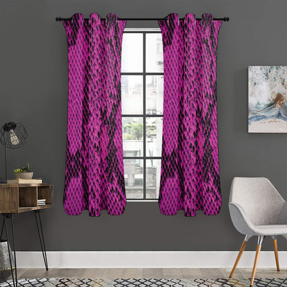 Magenta Pink And Black Snakeskin Print Curtain
