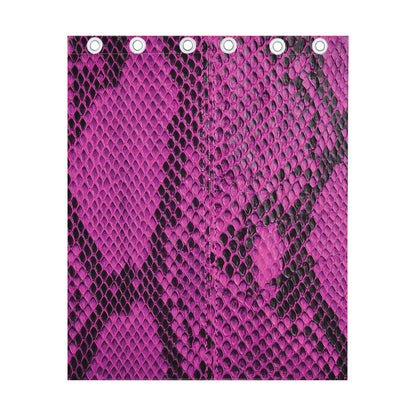 Magenta Pink And Black Snakeskin Print Curtain