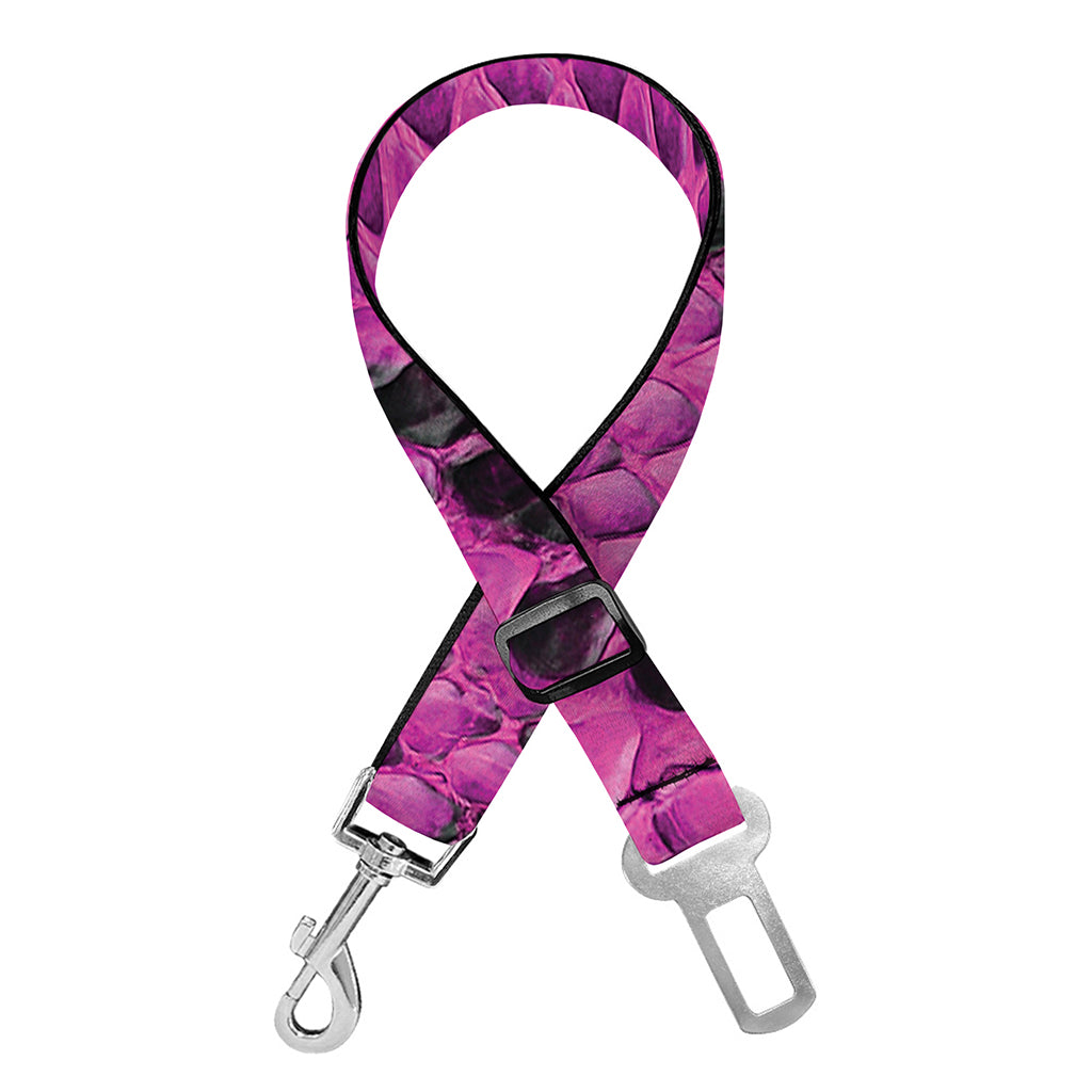 Magenta Pink And Black Snakeskin Print Dog Seat Belt