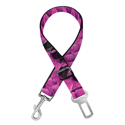 Magenta Pink And Black Snakeskin Print Dog Seat Belt
