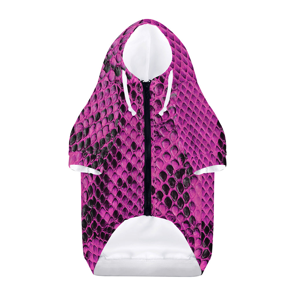 Magenta Pink And Black Snakeskin Print Dog Zip Up Hoodie