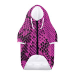 Magenta Pink And Black Snakeskin Print Dog Zip Up Hoodie