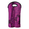 Magenta Pink And Black Snakeskin Print Double Neoprene Wine Tote