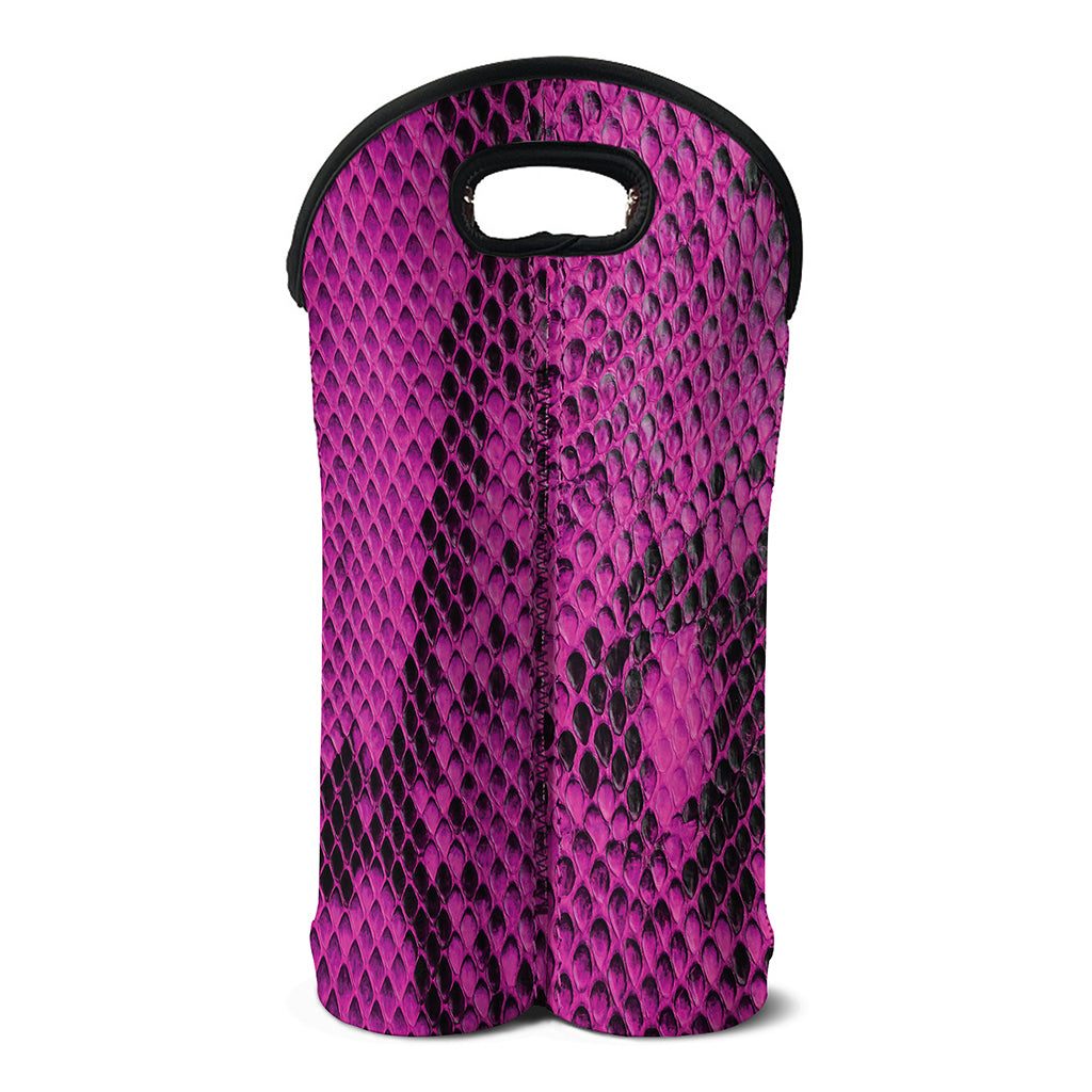 Magenta Pink And Black Snakeskin Print Double Neoprene Wine Tote