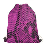 Magenta Pink And Black Snakeskin Print Drawstring Bag