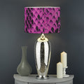 Magenta Pink And Black Snakeskin Print Drum Lamp Shade