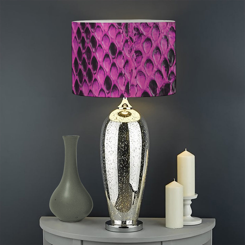 Magenta Pink And Black Snakeskin Print Drum Lamp Shade