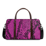Magenta Pink And Black Snakeskin Print Duffle Bag