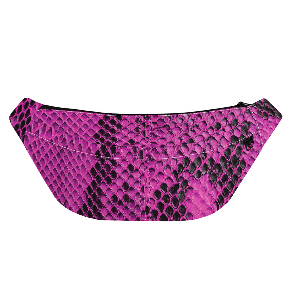 Magenta Pink And Black Snakeskin Print Fanny Pack