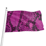 Magenta Pink And Black Snakeskin Print Flag