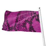 Magenta Pink And Black Snakeskin Print Flag