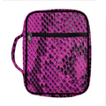 Magenta Pink And Black Snakeskin Print Front Pocket Bible Bag