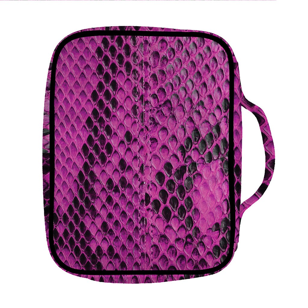 Magenta Pink And Black Snakeskin Print Front Pocket Bible Bag