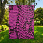 Magenta Pink And Black Snakeskin Print Garden Flag