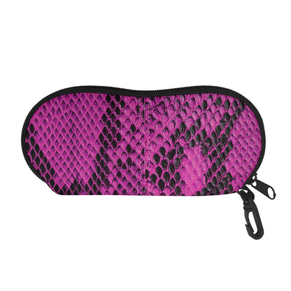 Magenta Pink And Black Snakeskin Print Glasses Case