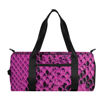 Magenta Pink And Black Snakeskin Print Gym Bag