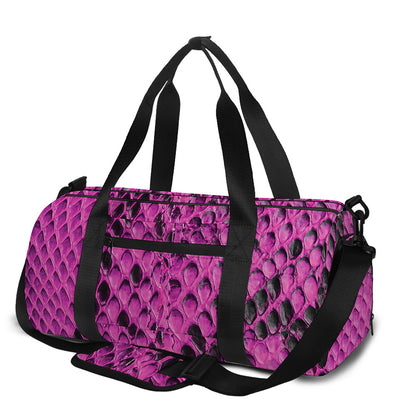 Magenta Pink And Black Snakeskin Print Gym Bag
