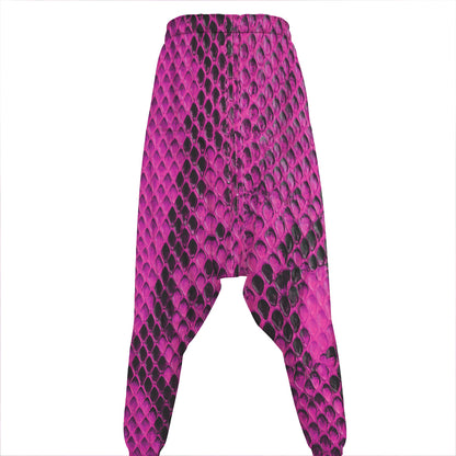 Magenta Pink And Black Snakeskin Print Hammer Pants