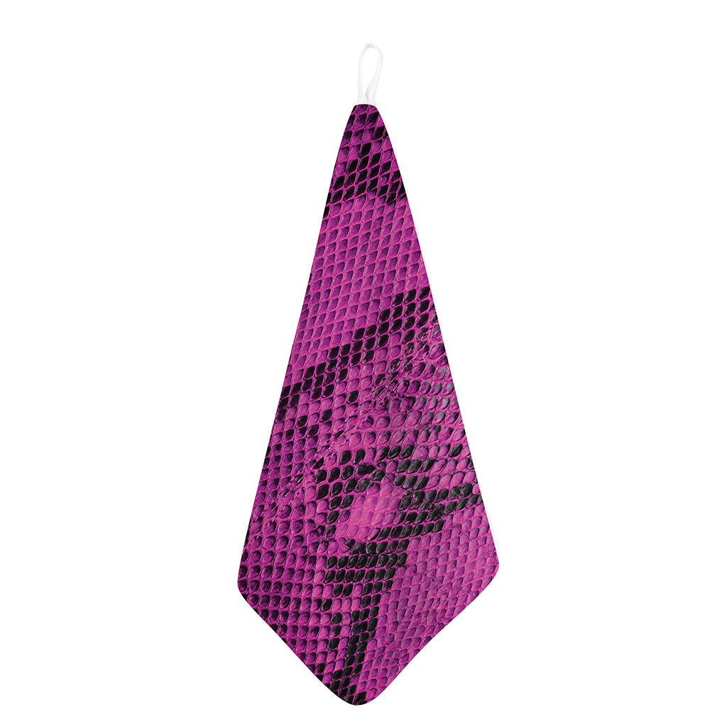 Magenta Pink And Black Snakeskin Print Hand Towel