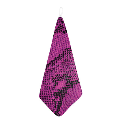 Magenta Pink And Black Snakeskin Print Hand Towel