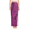 Magenta Pink And Black Snakeskin Print High Slit Maxi Skirt