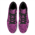 Magenta Pink And Black Snakeskin Print High Top Leather Sneakers