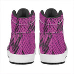 Magenta Pink And Black Snakeskin Print High Top Leather Sneakers