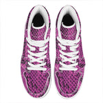 Magenta Pink And Black Snakeskin Print High Top Leather Sneakers