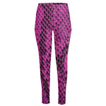 Magenta Pink And Black Snakeskin Print High-Waisted Pocket Leggings