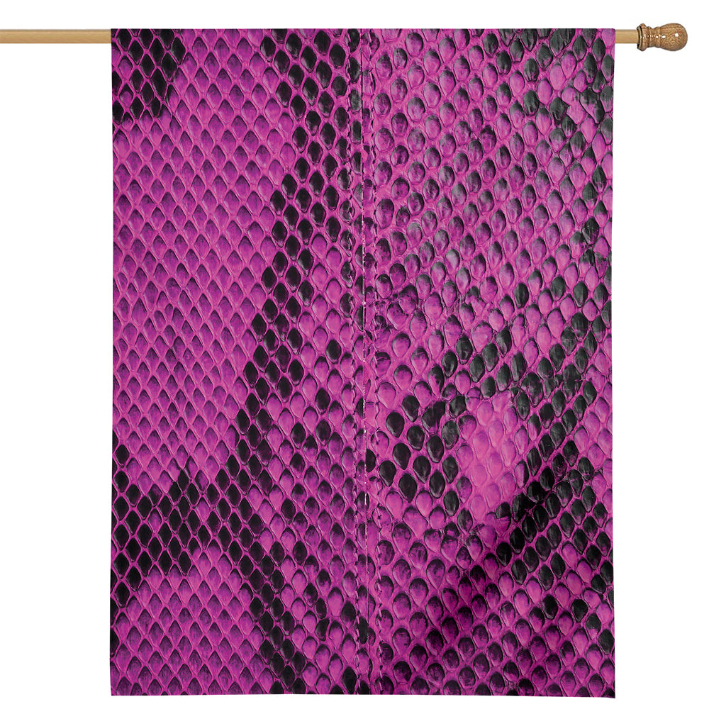 Magenta Pink And Black Snakeskin Print House Flag