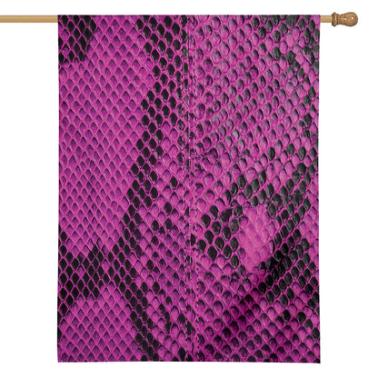Magenta Pink And Black Snakeskin Print House Flag