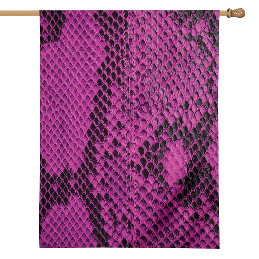 Magenta Pink And Black Snakeskin Print House Flag