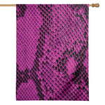 Magenta Pink And Black Snakeskin Print House Flag