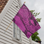 Magenta Pink And Black Snakeskin Print House Flag