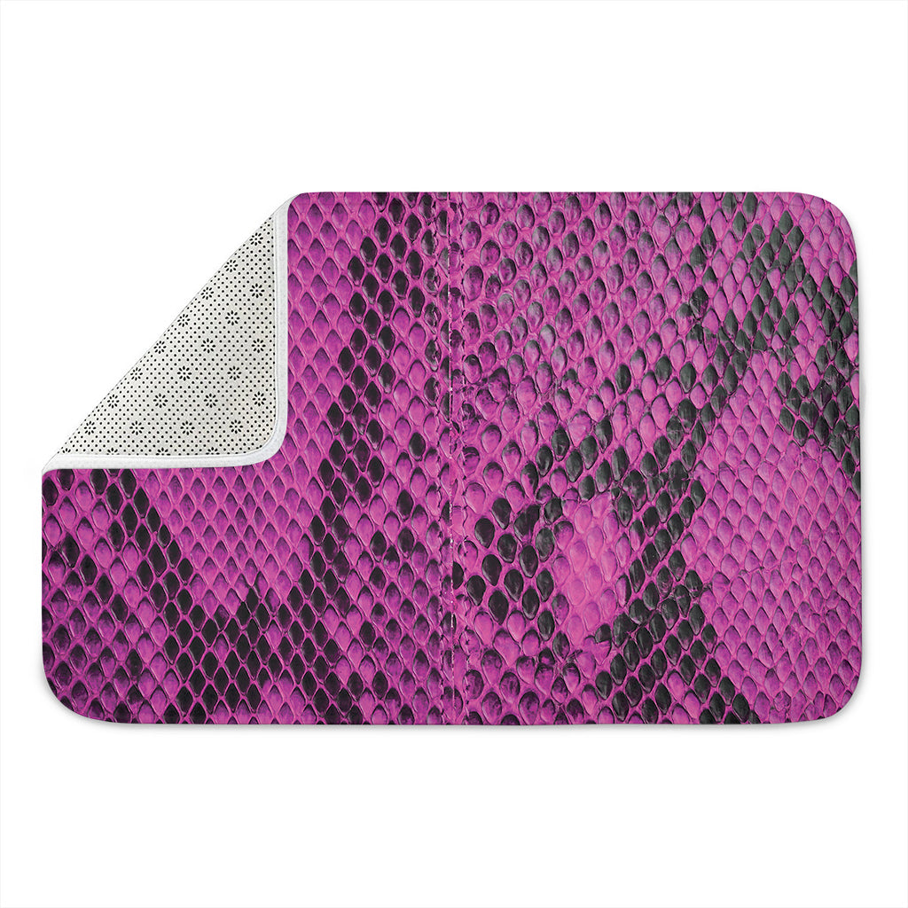 Magenta Pink And Black Snakeskin Print Indoor Door Mat