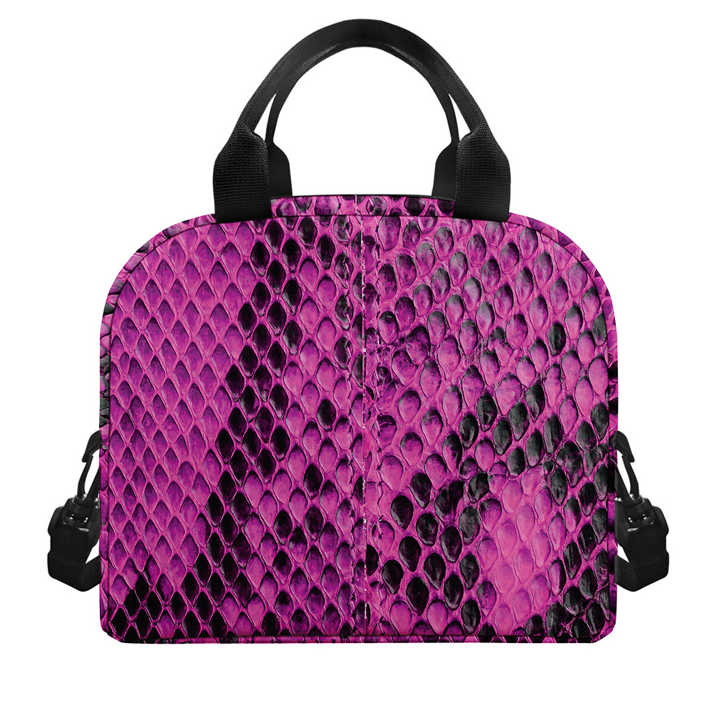 Magenta Pink And Black Snakeskin Print Insulated Lunch Bag
