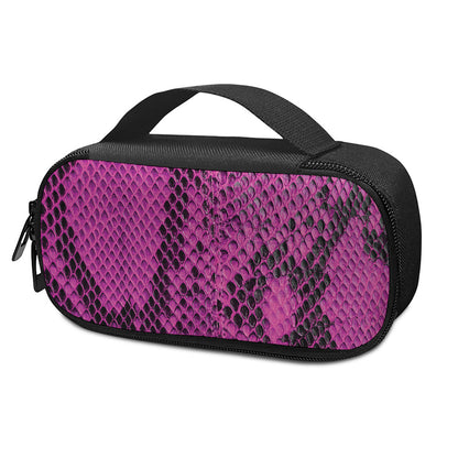 Magenta Pink And Black Snakeskin Print Insulin Cooler Travel Case