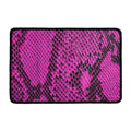 Magenta Pink And Black Snakeskin Print Kitchen Mat