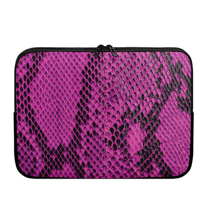 Magenta Pink And Black Snakeskin Print Laptop Sleeve