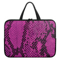 Magenta Pink And Black Snakeskin Print Laptop Sleeve With Handle