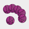 Magenta Pink And Black Snakeskin Print Leather Coaster Set