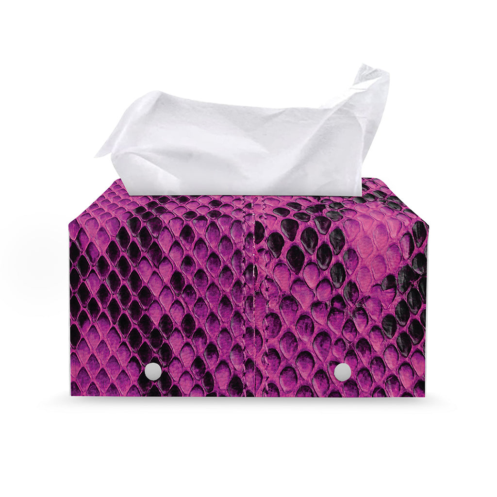 Magenta Pink And Black Snakeskin Print Leather Tissue Box Cover