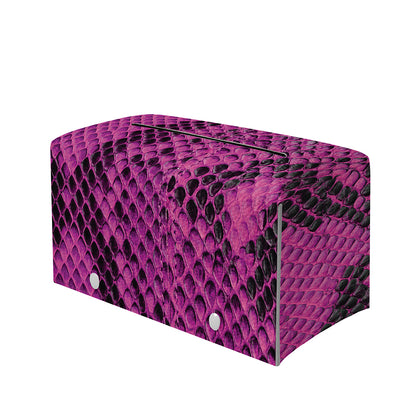 Magenta Pink And Black Snakeskin Print Leather Tissue Box Cover