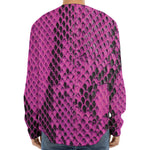 Magenta Pink And Black Snakeskin Print Long Sleeve Baseball Jersey