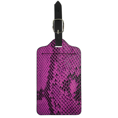 Magenta Pink And Black Snakeskin Print Luggage Tag