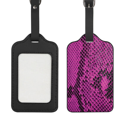 Magenta Pink And Black Snakeskin Print Luggage Tag
