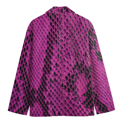Magenta Pink And Black Snakeskin Print Men's Blazer