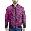 Magenta Pink And Black Snakeskin Print Men's Bomber Jacket