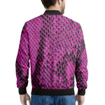 Magenta Pink And Black Snakeskin Print Men's Bomber Jacket